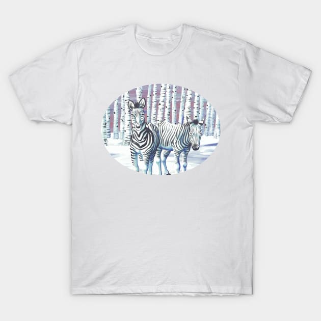 Zebras in the Snow T-Shirt by GnarlyBones